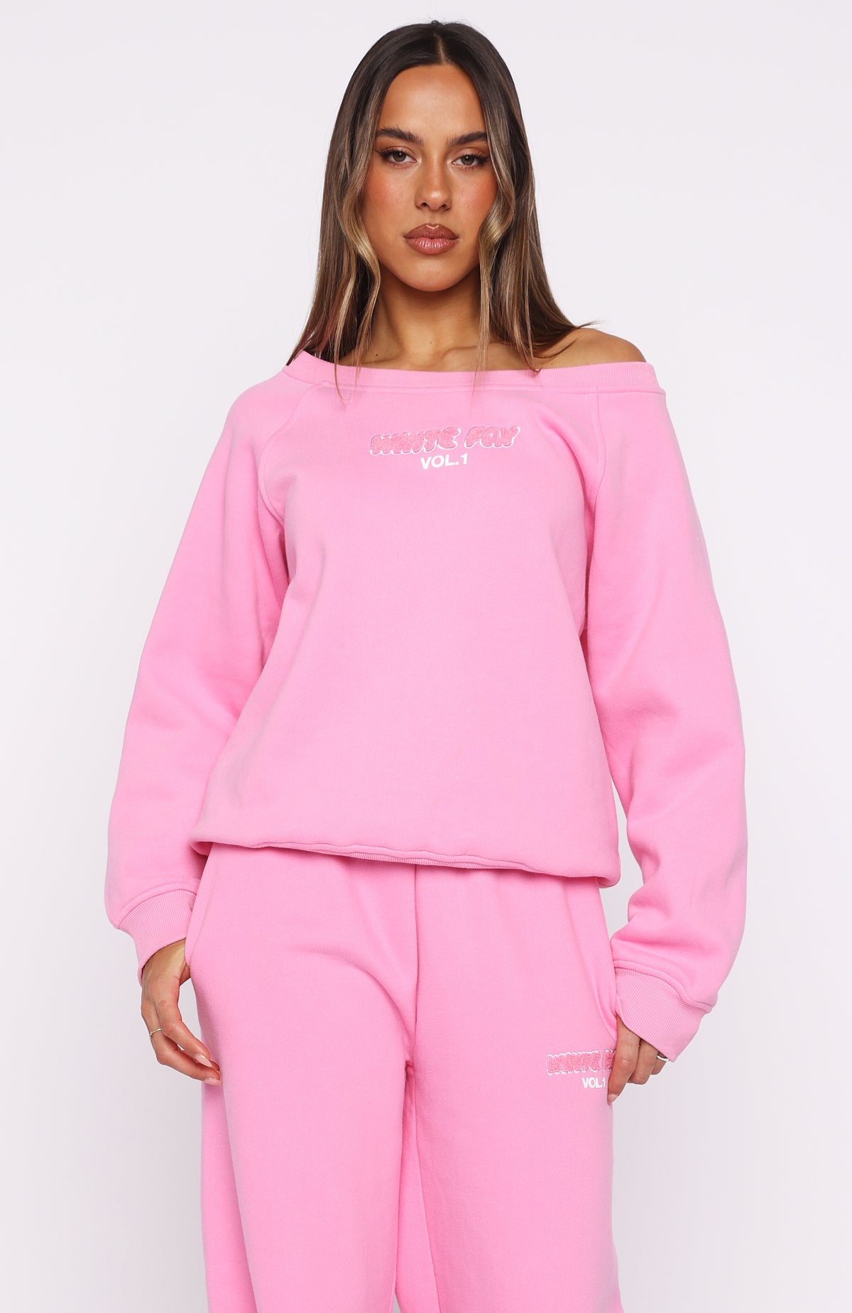 Vol. 1 Off Shoulder Sweater Bubblegum - Image 3