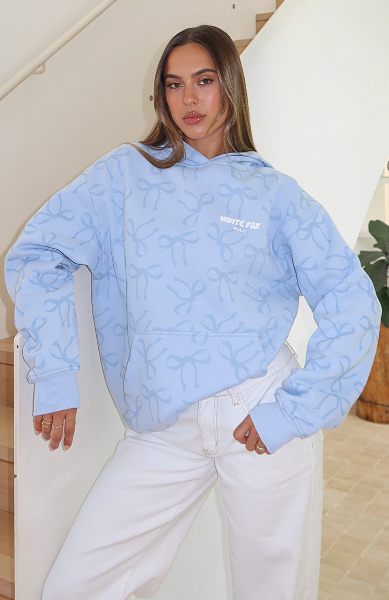 Vol. 1 Oversized Printed Hoodie Blue Bow - Image 2