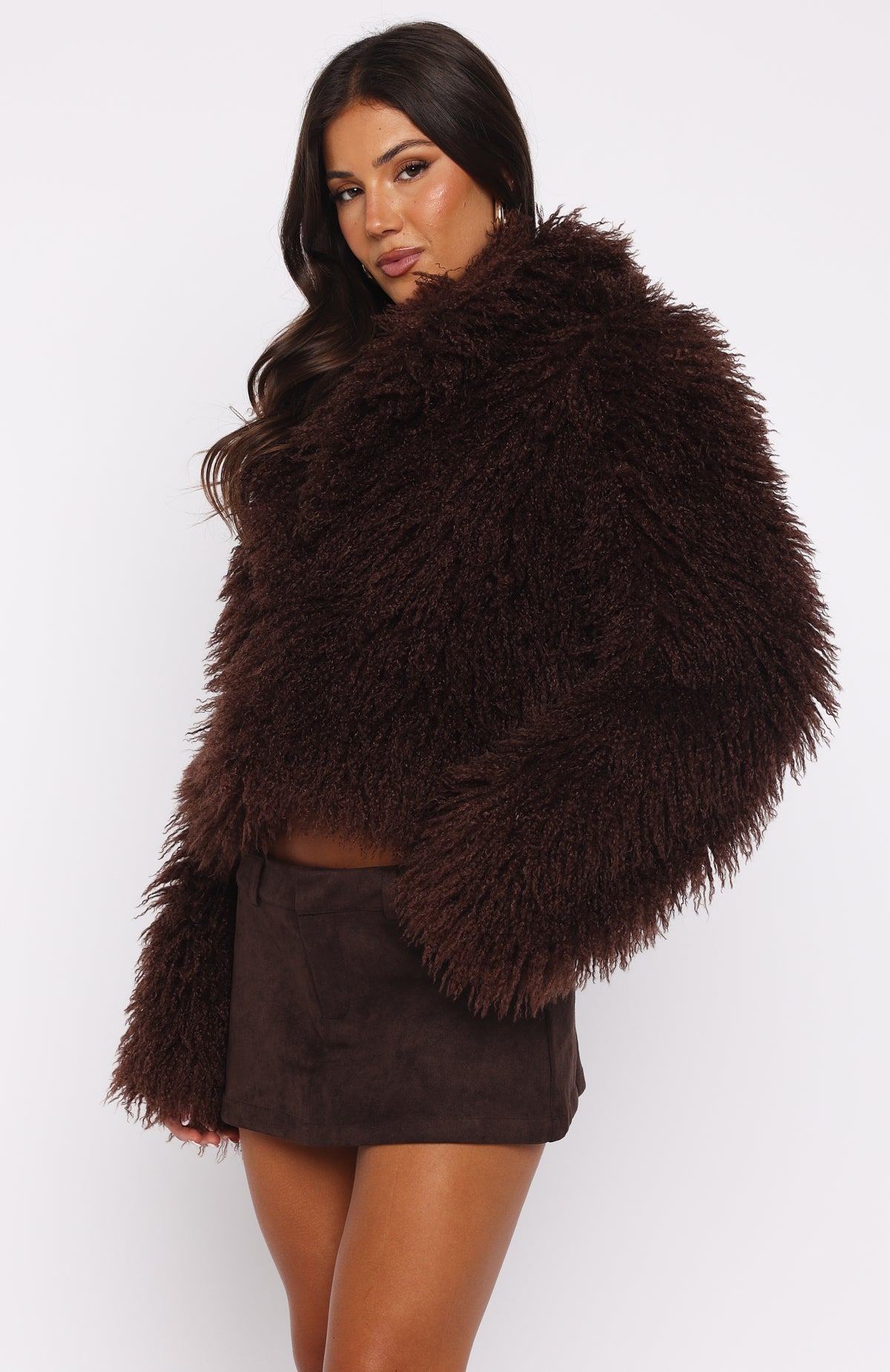 Weekend Away Fur Jacket Chocolate - Image 5