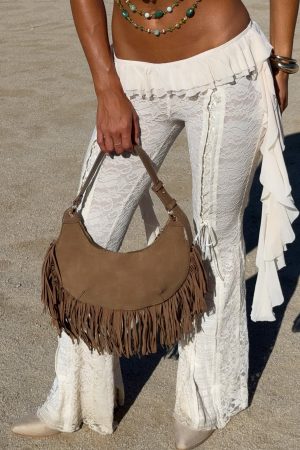 Wells Shoulder Bag Taupe Faux Suede