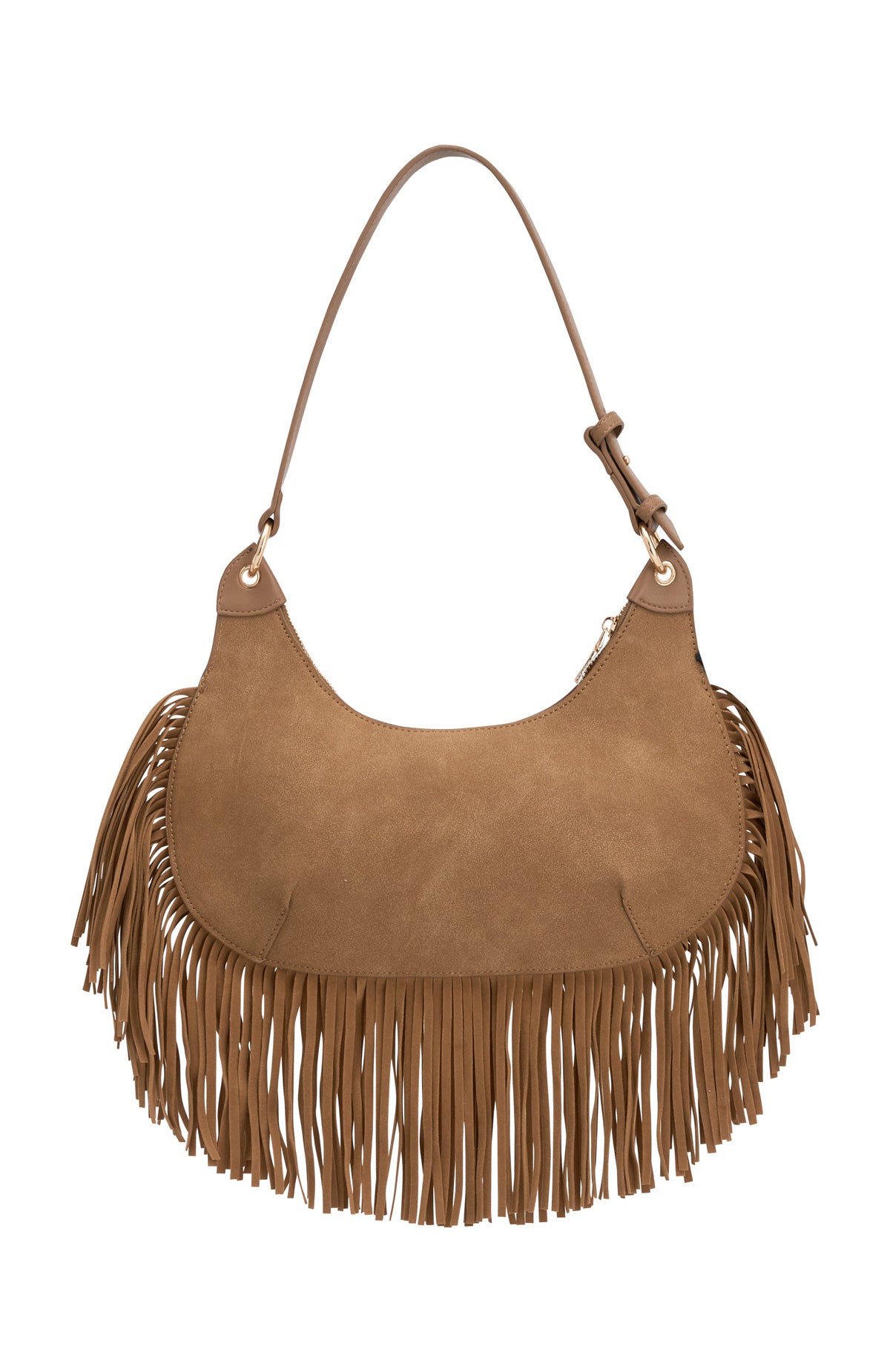 Wells Shoulder Bag Taupe Faux Suede - Image 2