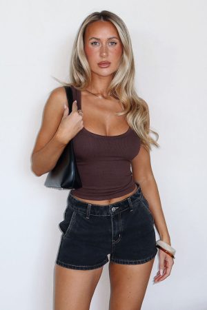 Whispers Of Us Denim Shorts Black Acid