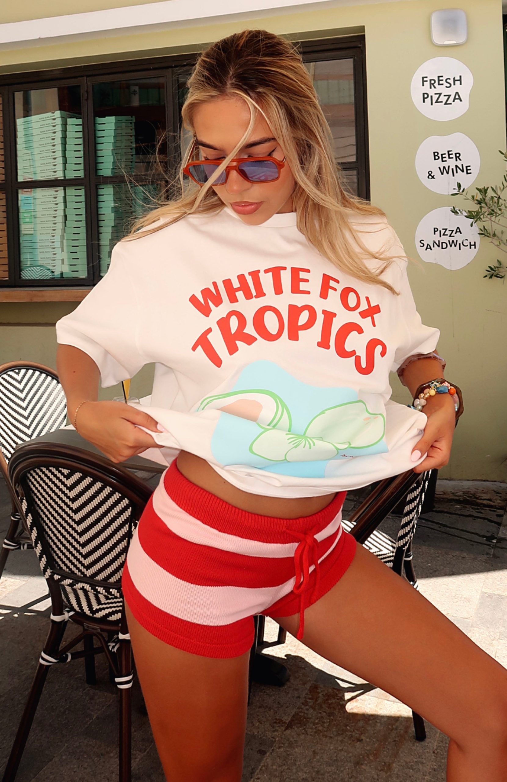 Chill Day Knit Shorts Red/Pink Stripe - Image 8