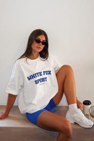 Winning Team Oversized Tee White/Electric Blue