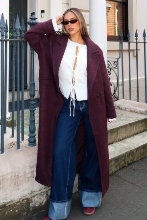 Winter Holiday Oversized Coat Burgundy