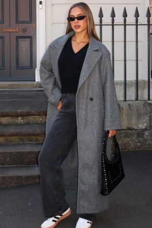 Winter Holiday Oversized Coat Charcoal