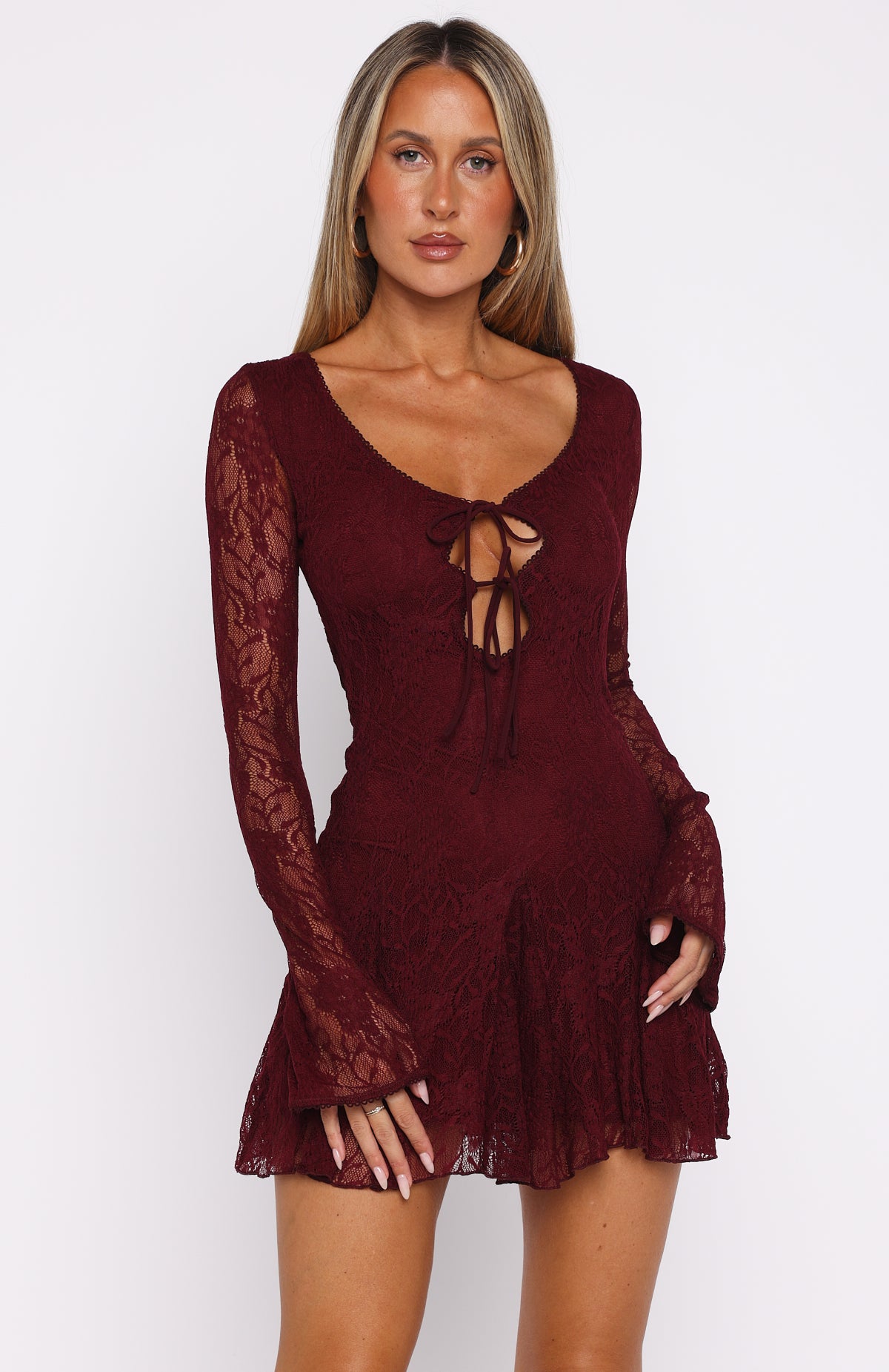 With Every Heart Beat Mini Dress Burgundy - Image 2