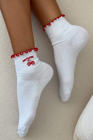 With Love In The Moment Socks White/Red