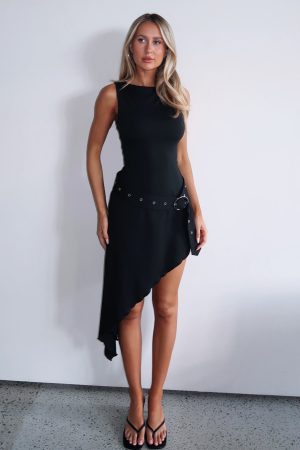 Worth My Time Midi Dress Black
