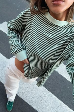 Touchdown Long Sleeve Tee Green Stripe