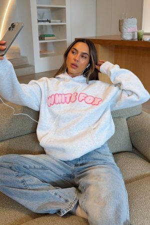 Vol. 1 Front Graphic Oversized Hoodie Grey Marle