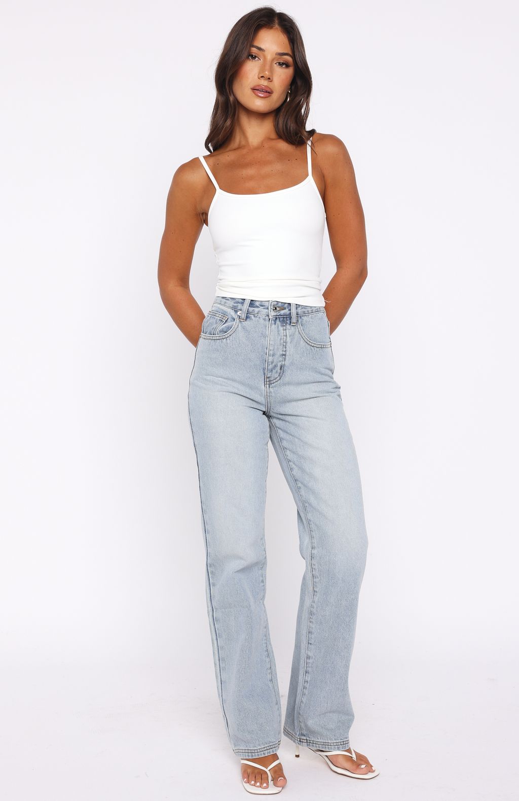 Alyssa High Rise Straight Leg Jeans Light Blue - Image 2
