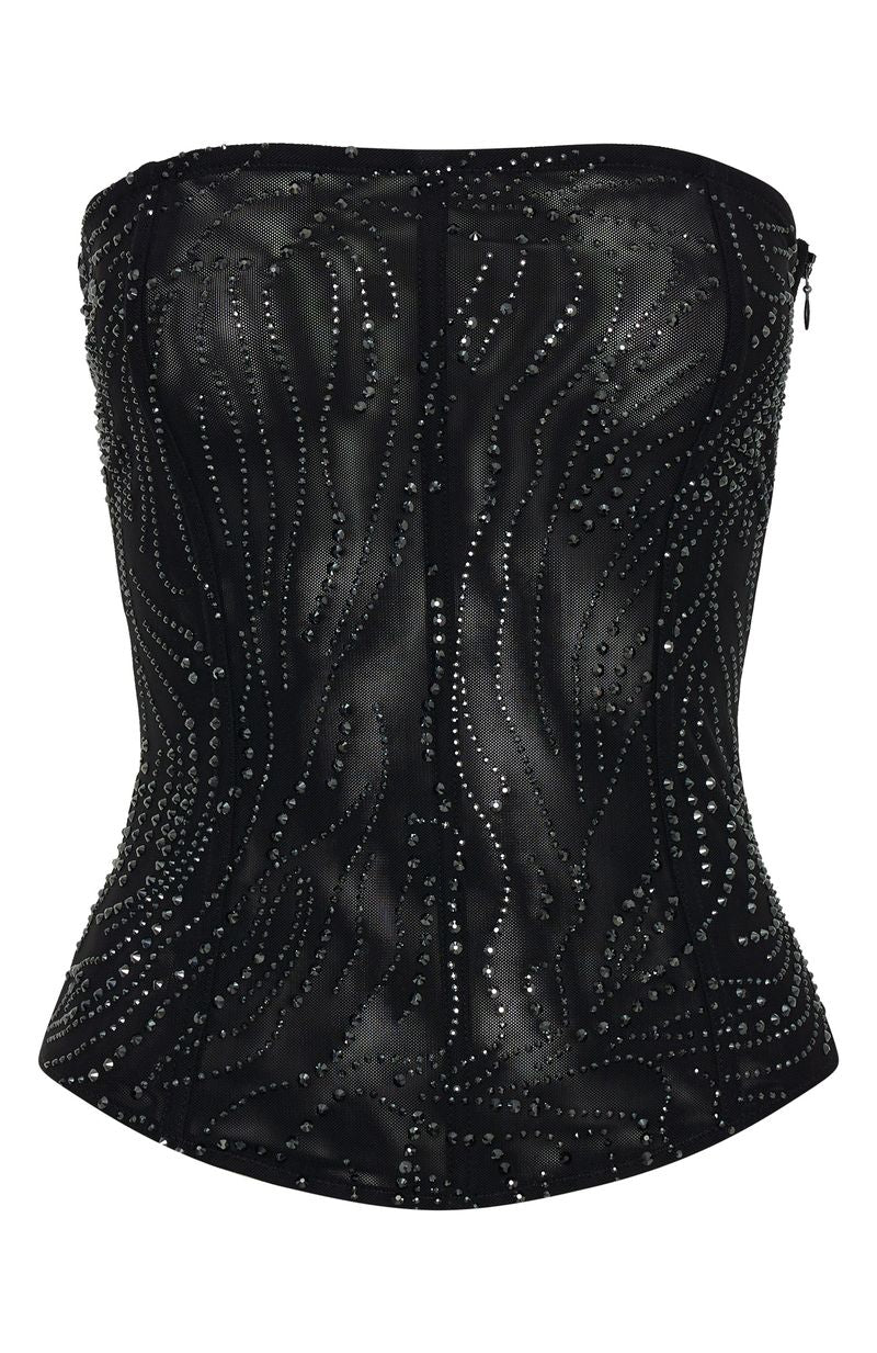 Night Bloom Embellished Bustier Black - Image 7