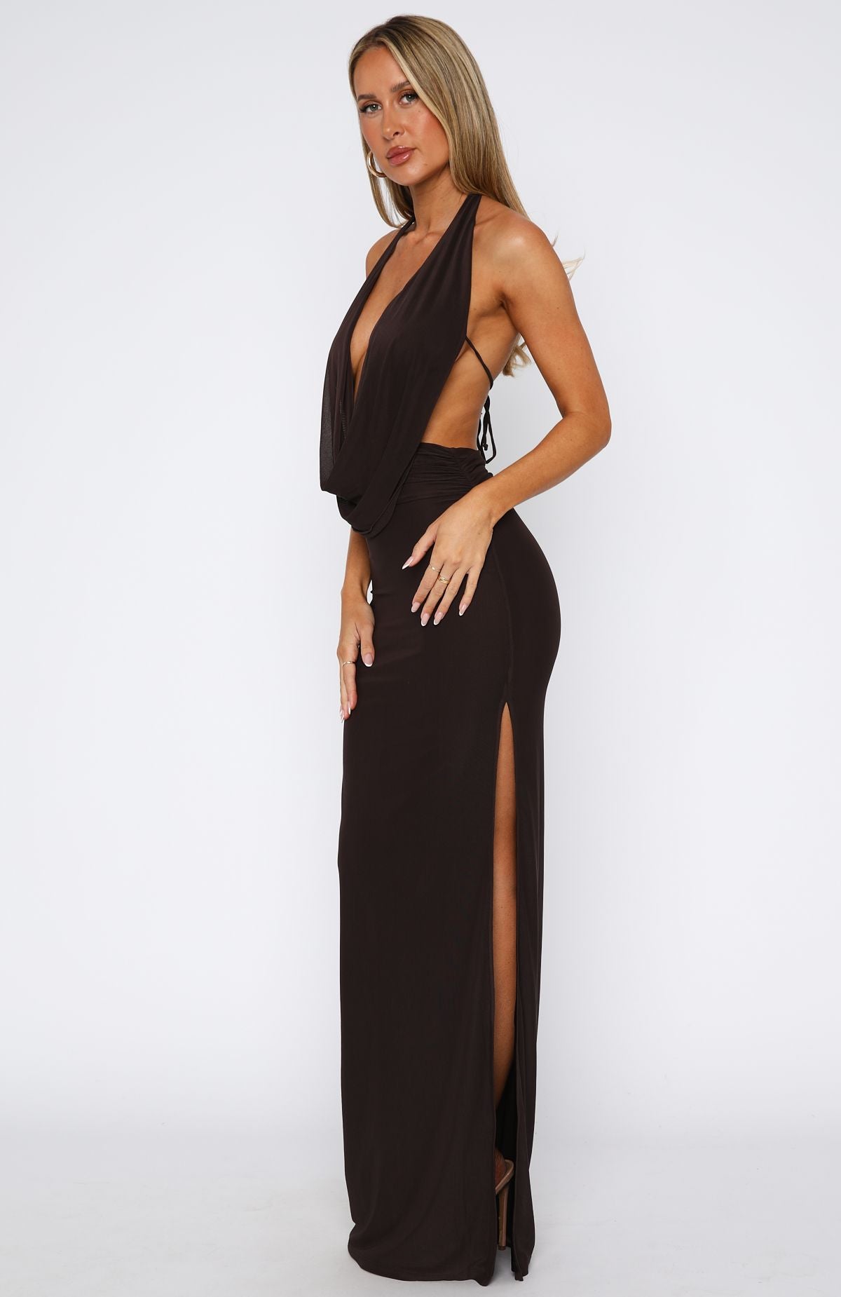 Neither One Of Us Maxi Dress Chocolate - Image 4
