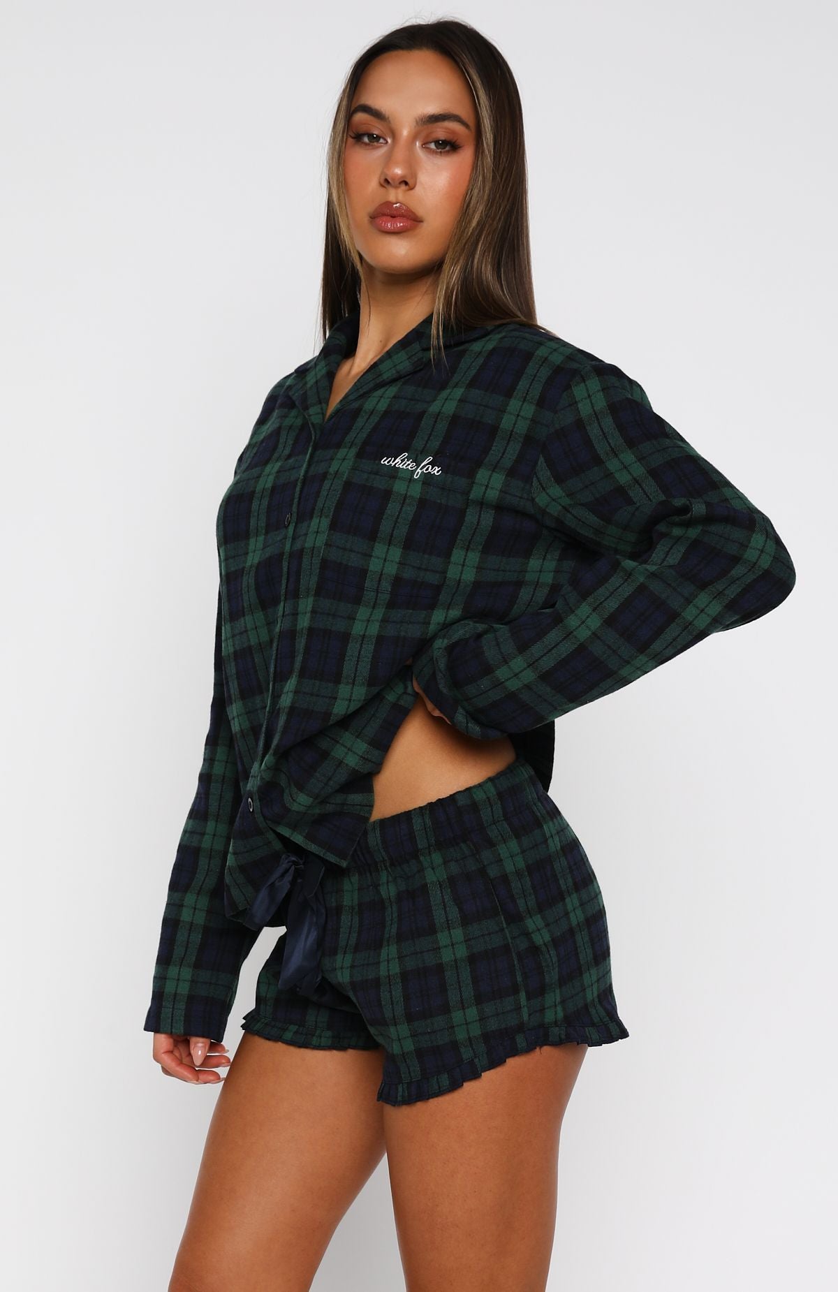 That Time Of Year Long Sleeve Pyjama Top Green/Navy - Image 3