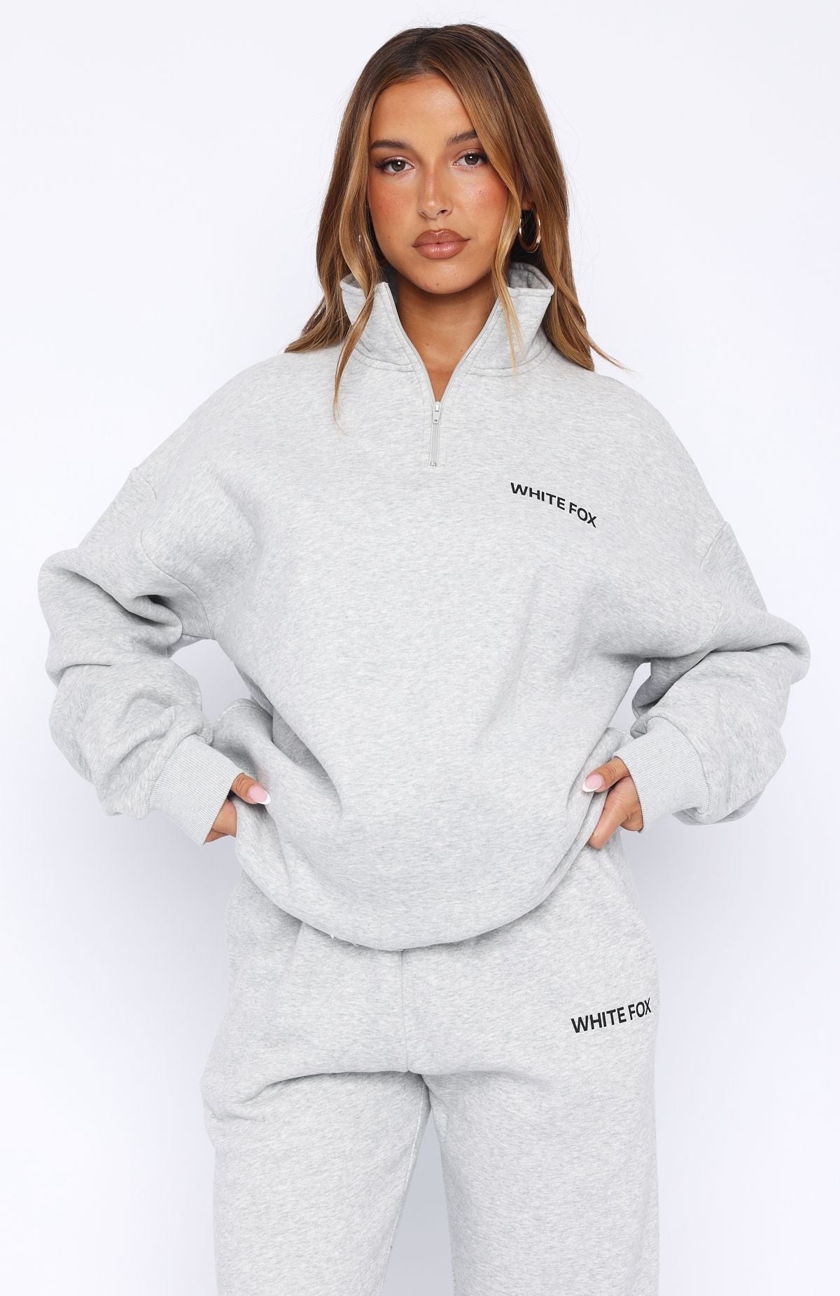 Core Classic Zip Front Sweater Dark Grey Marle - Image 2