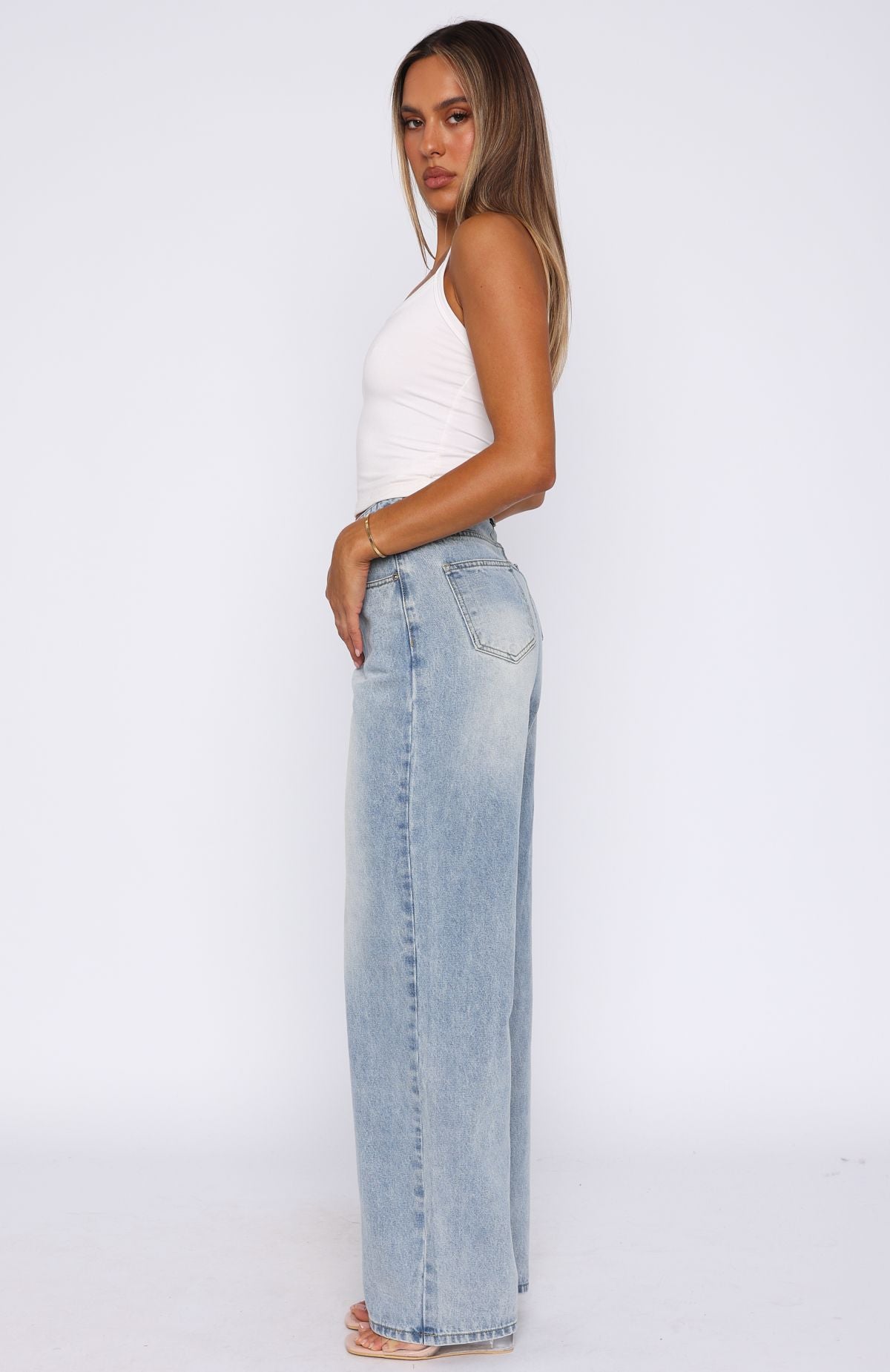 Bring The Style High Rise Wide Leg Jeans Light Blue - Image 3
