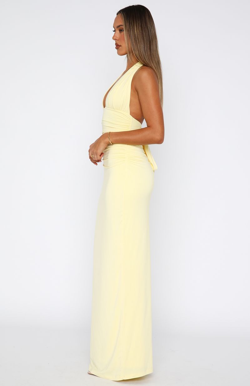 Say What You Feel Halter Maxi Dress Lemon - Image 3