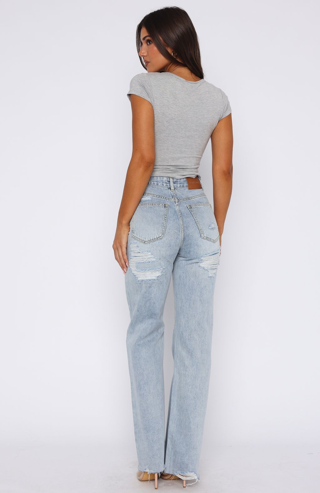 Alana High Waisted Straight Leg Jeans Light Blue - Image 4