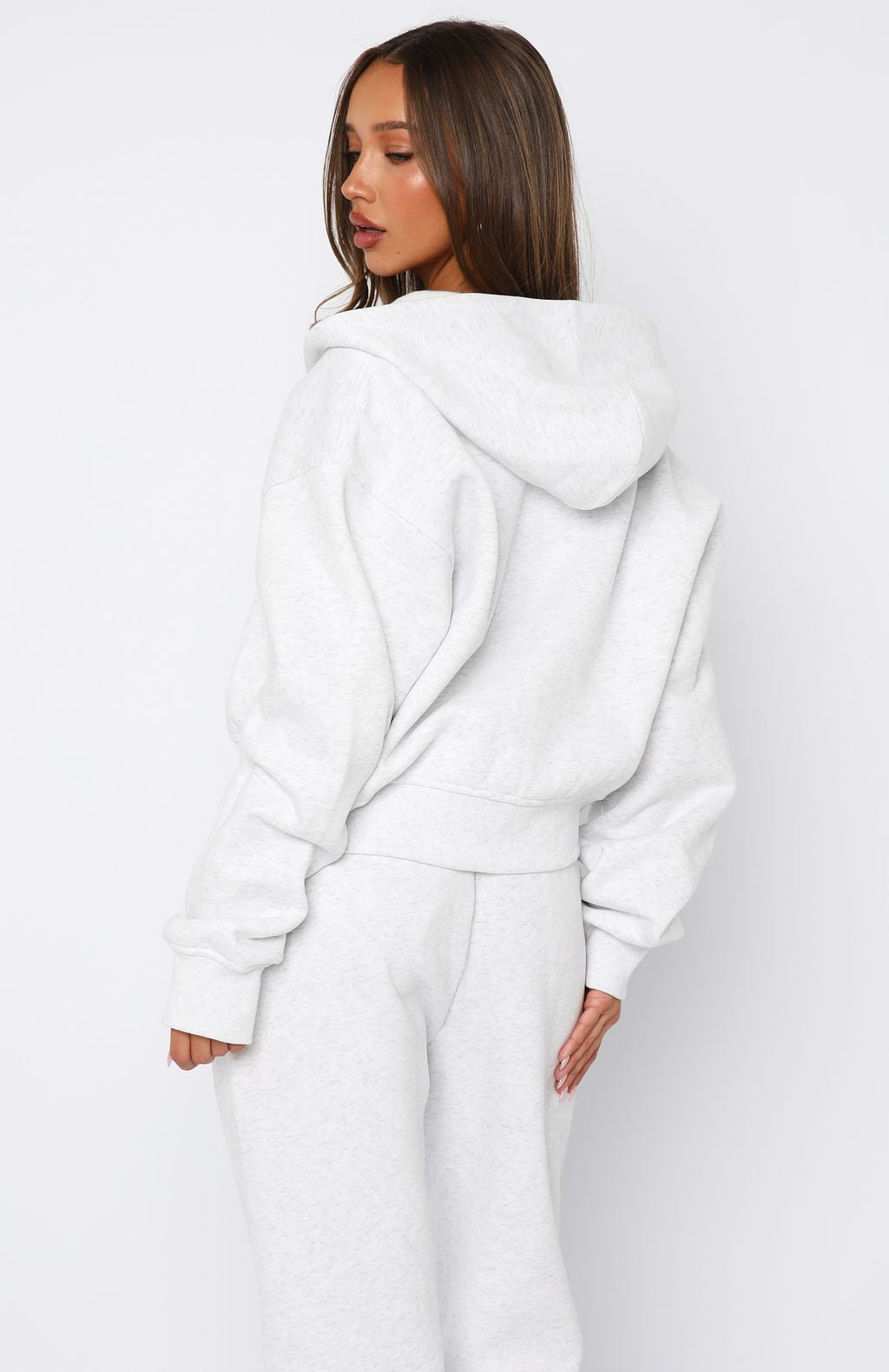 Can't Miss It Boxy Zip Front Hoodie Grey Marle/Rose Gold - Image 4