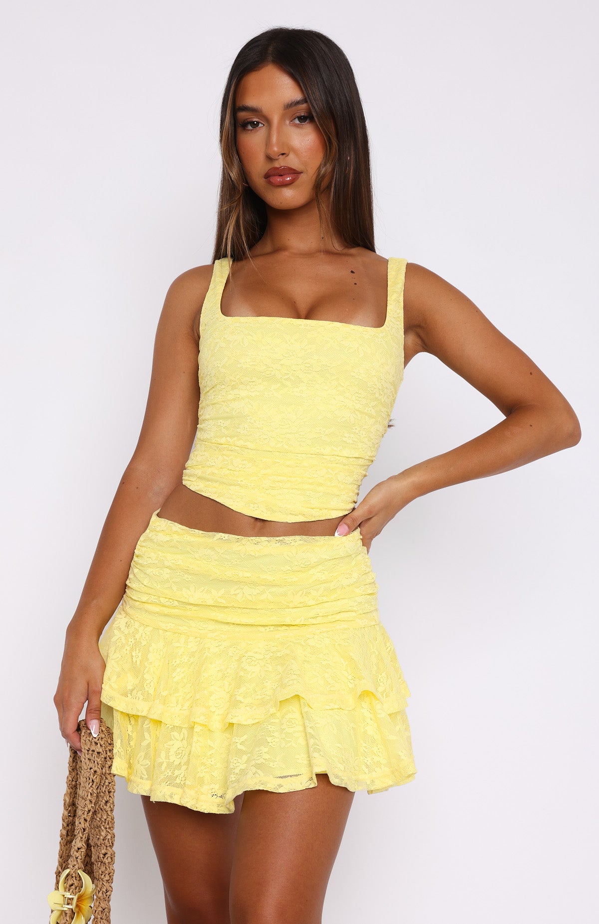 Let's Have Some Fun Lace Bustier Lemon - Image 2