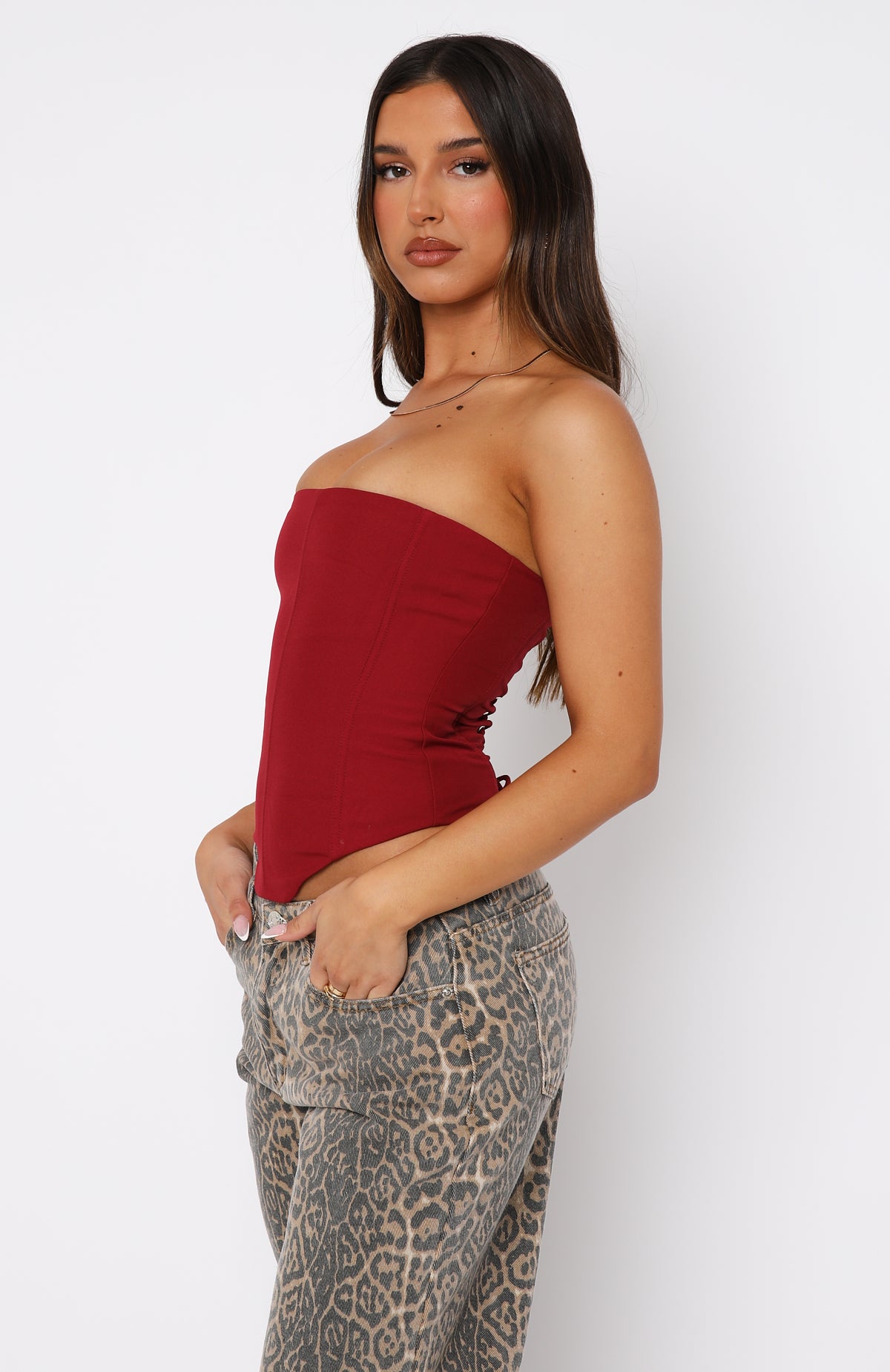 Let It Go Strapless Bustier Wine - Image 3