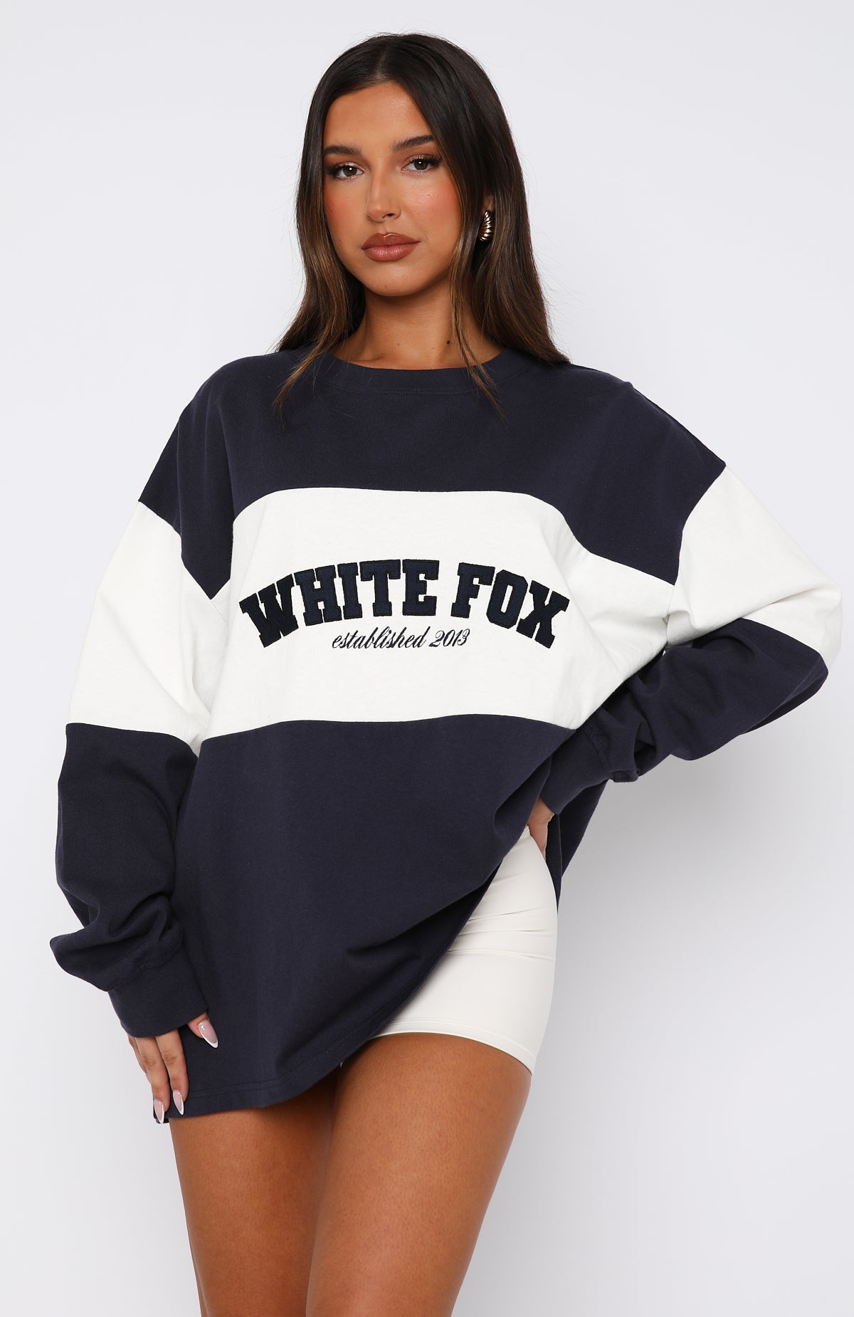 Need You More Long Sleeve Oversized Tee Navy - Image 2