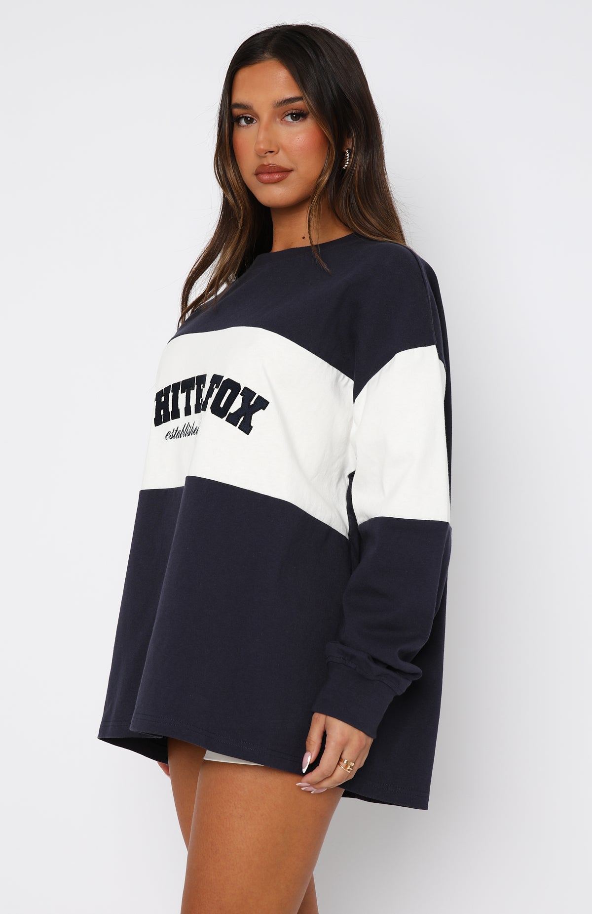 Need You More Long Sleeve Oversized Tee Navy - Image 3