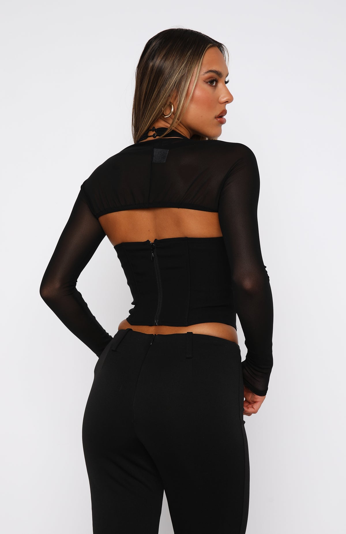 Favourite Person Long Sleeve Bustier Black - Image 4