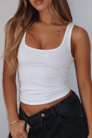 What An Experience Ribbed Tank Top White