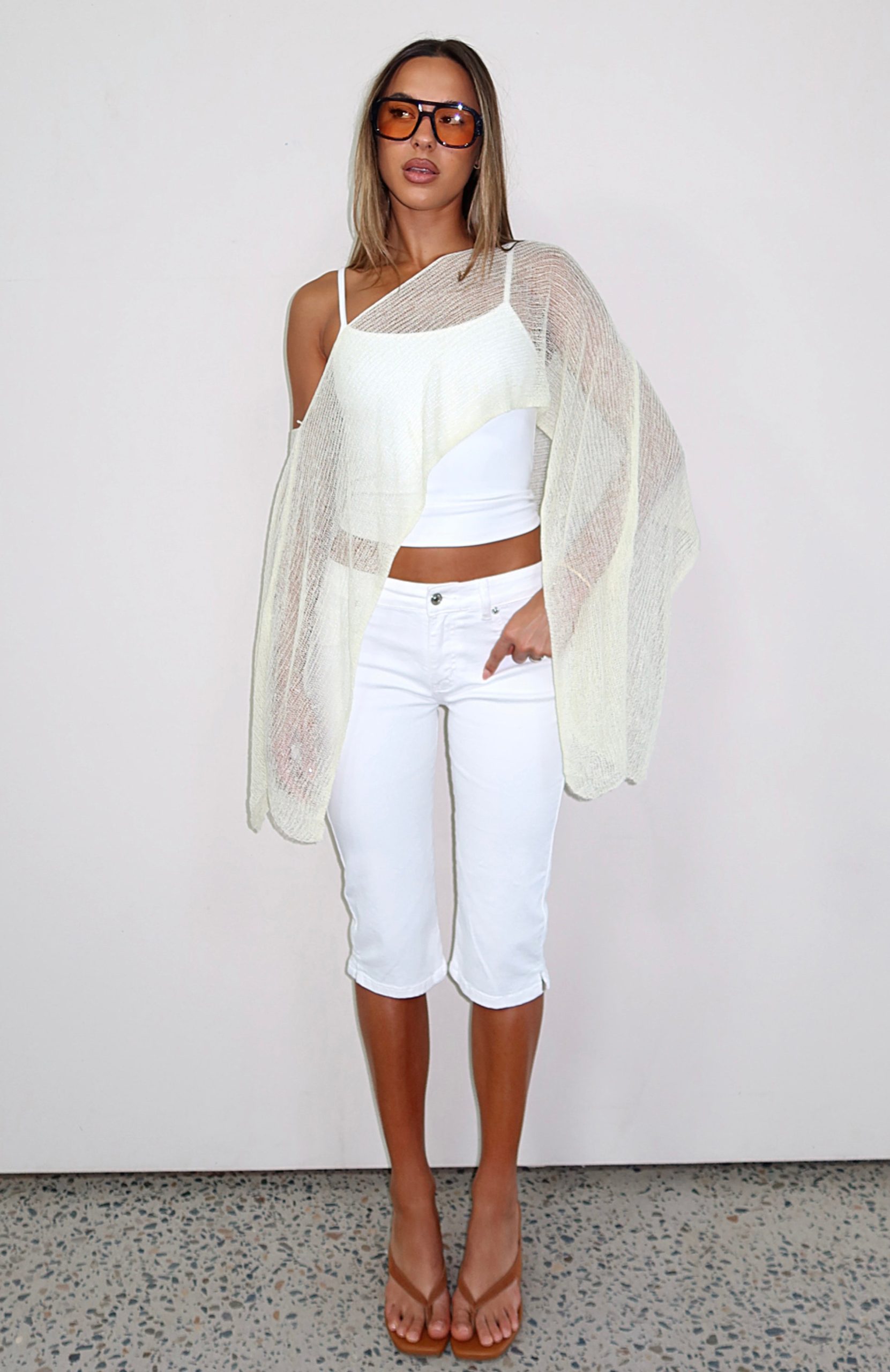 Beach Therapy Knit Poncho Top Citrus - Image 2