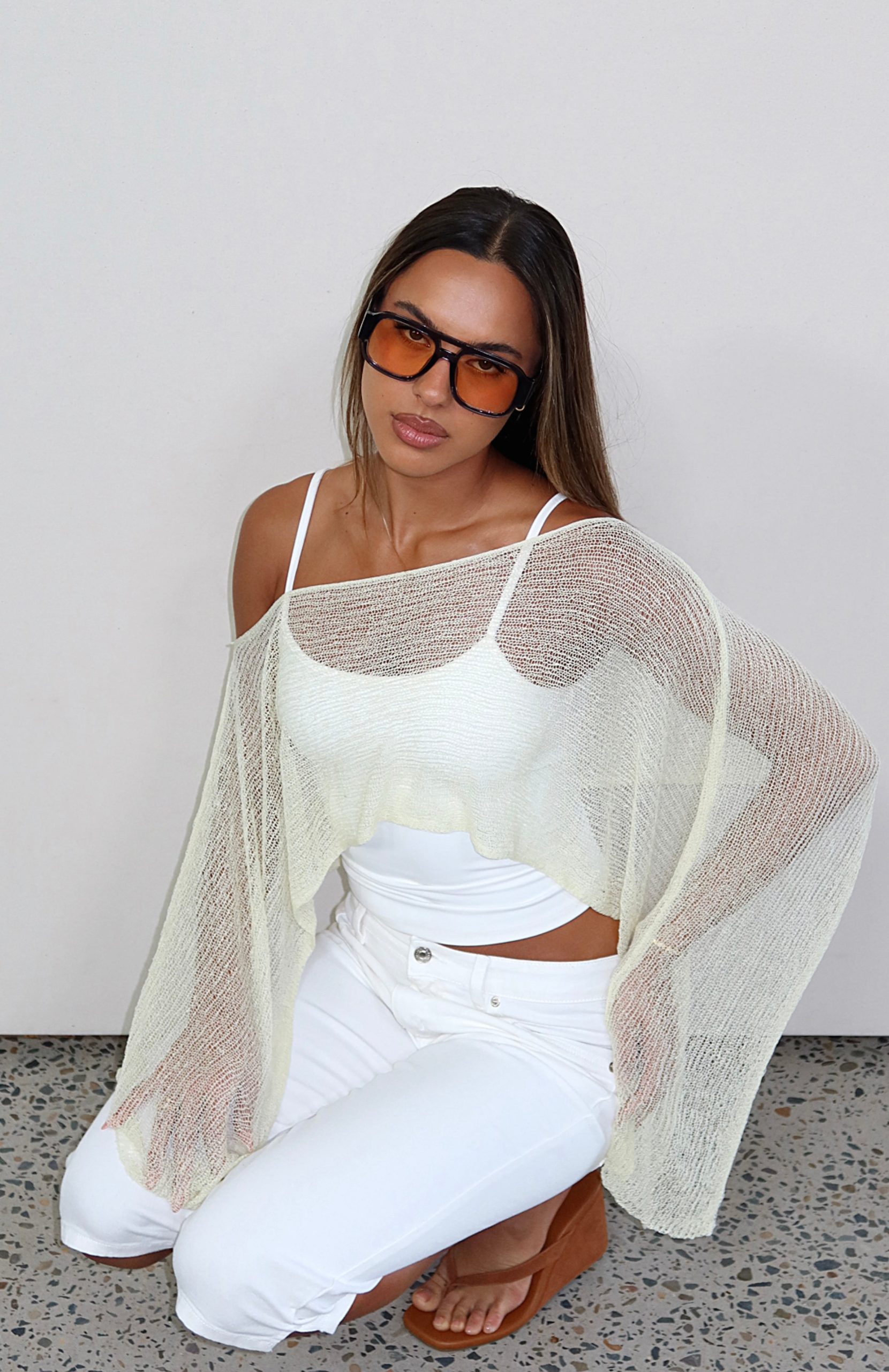 Beach Therapy Knit Poncho Top Citrus