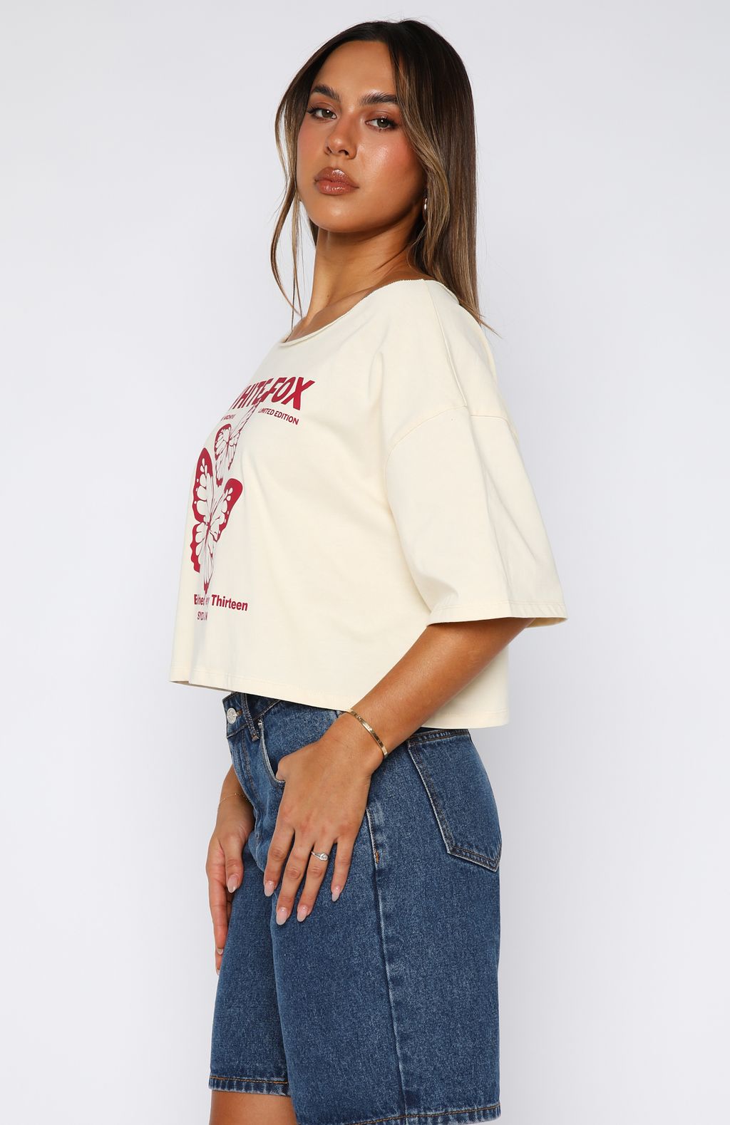 Going Back To You Cropped Off Shoulder Tee Off White - Image 3