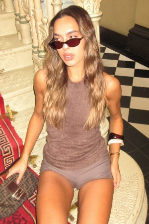 Hot Stuff Halter Knit Top Mocha