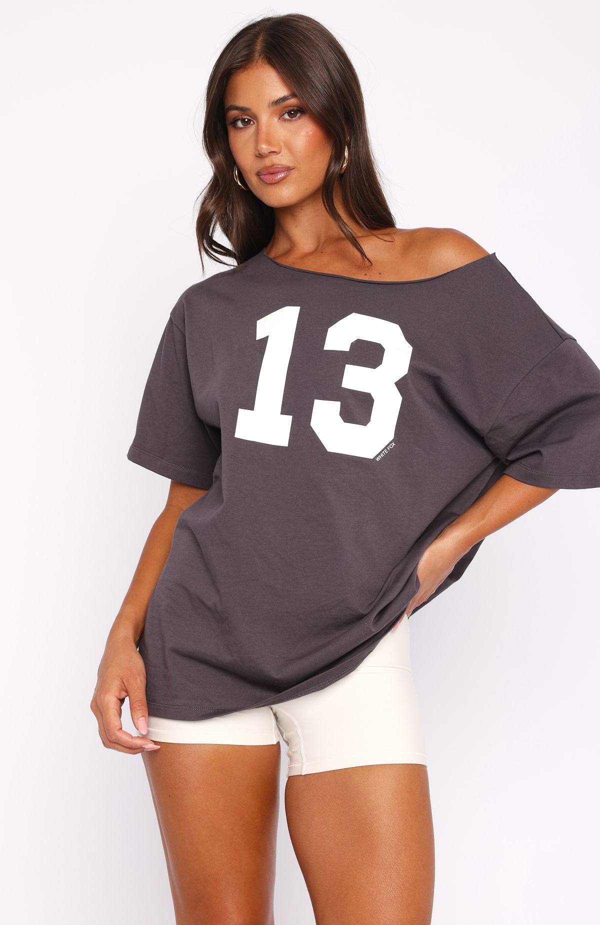 Trial Run Off Shoulder Oversized Tee Volcanic - Image 3
