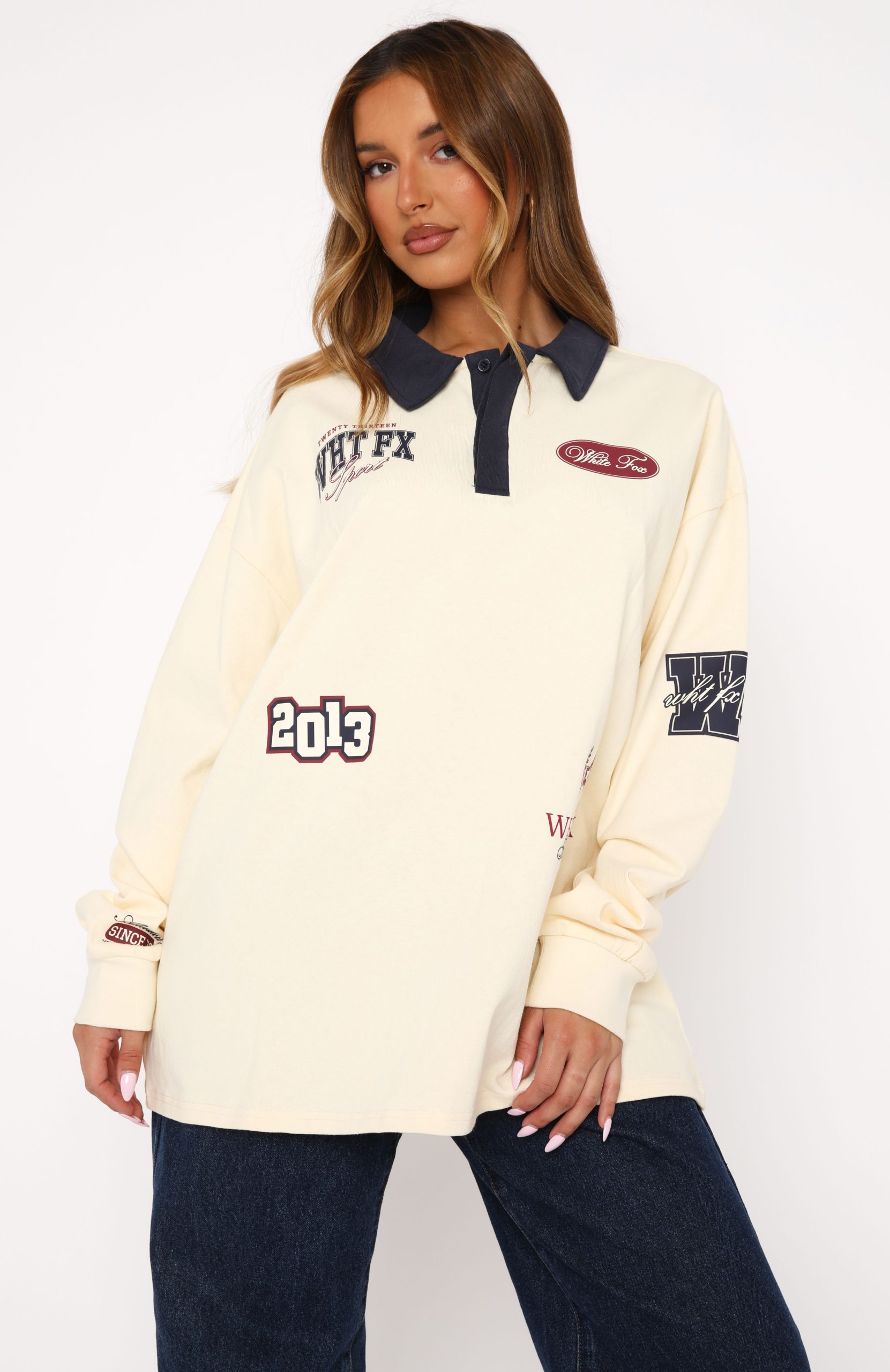 Only Time Will Tell Oversized Long Sleeve Tee Cream - Image 2