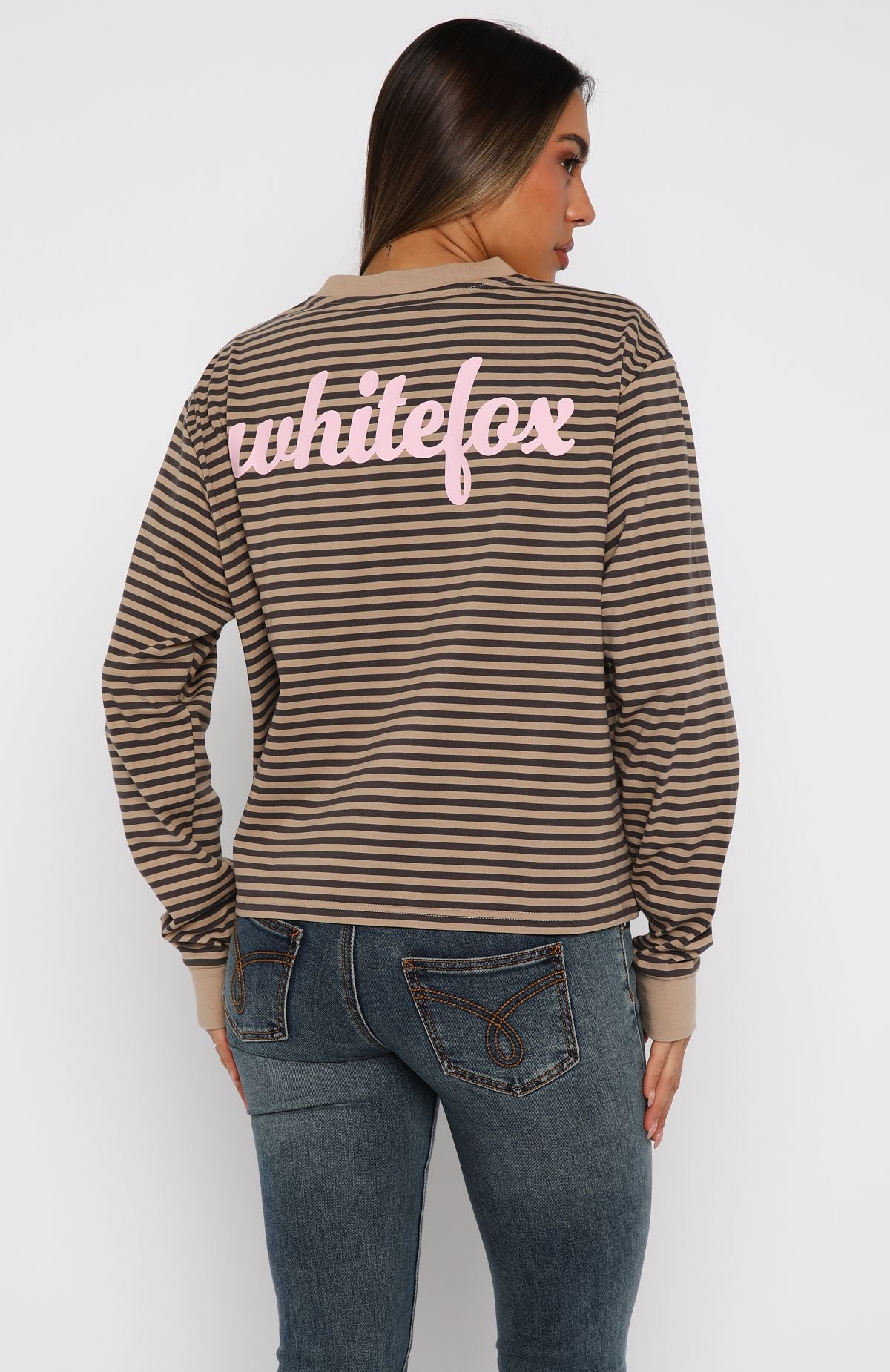 Catch The Drift Long Sleeve Tee Chocolate/Tan Stripe - Image 5