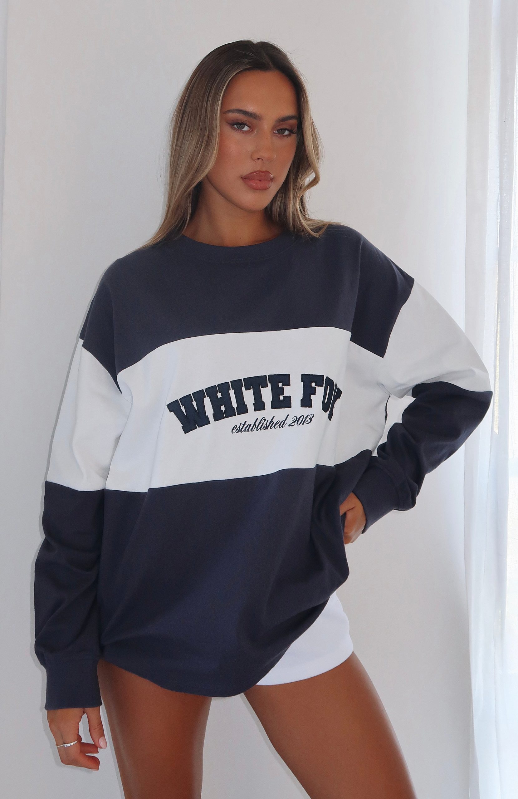 Need You More Long Sleeve Oversized Tee Navy - Image 6
