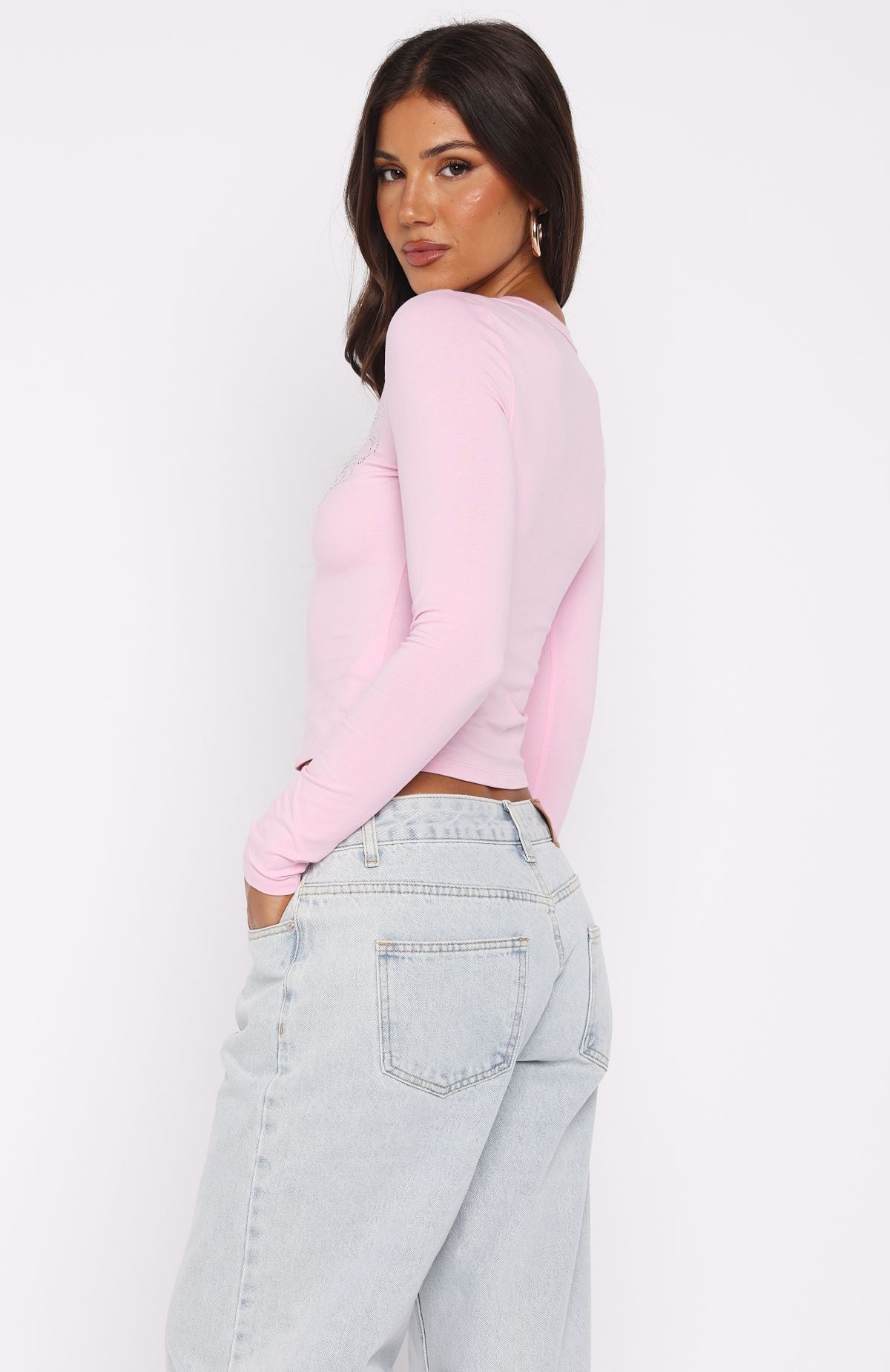 Chasing Butterflies Long Sleeve Baby Tee Pink - Image 4