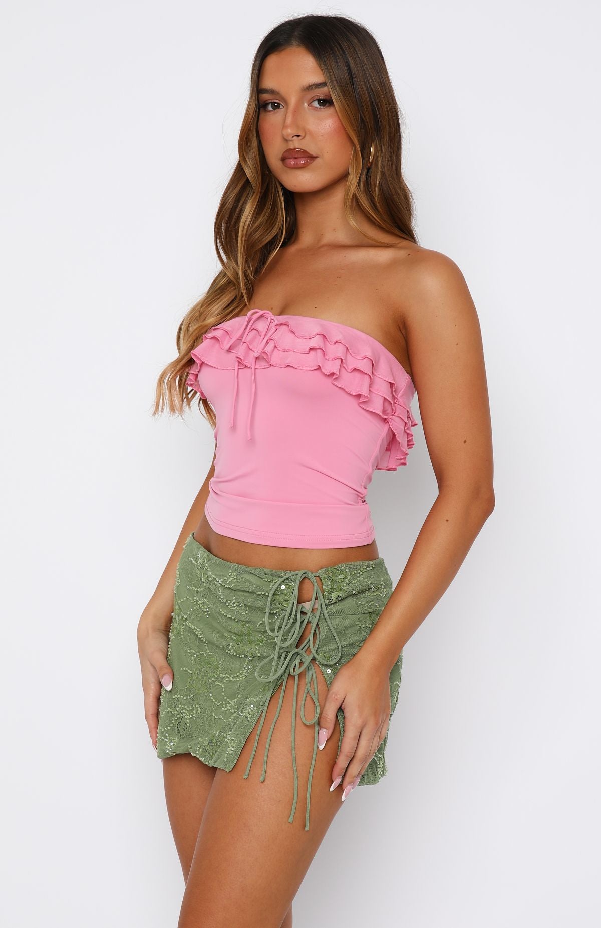 Baby. Come Over Strapless Top Pink - Image 3