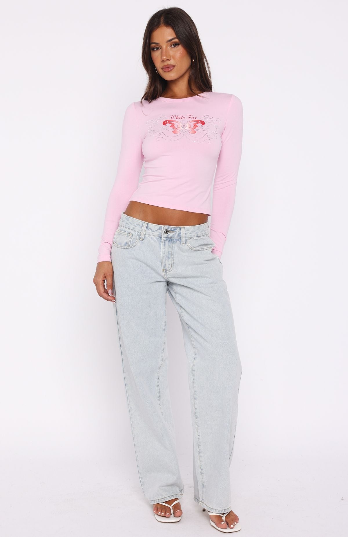 Chasing Butterflies Long Sleeve Baby Tee Pink - Image 5