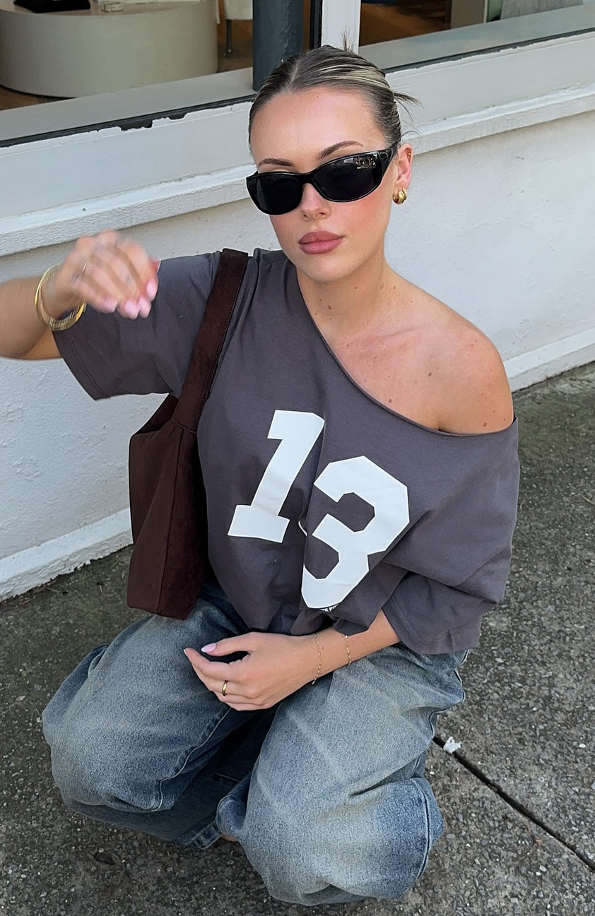 Trial Run Off Shoulder Oversized Tee Volcanic - Image 2