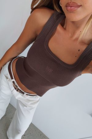 Wanting Problems Knit Top Chocolate