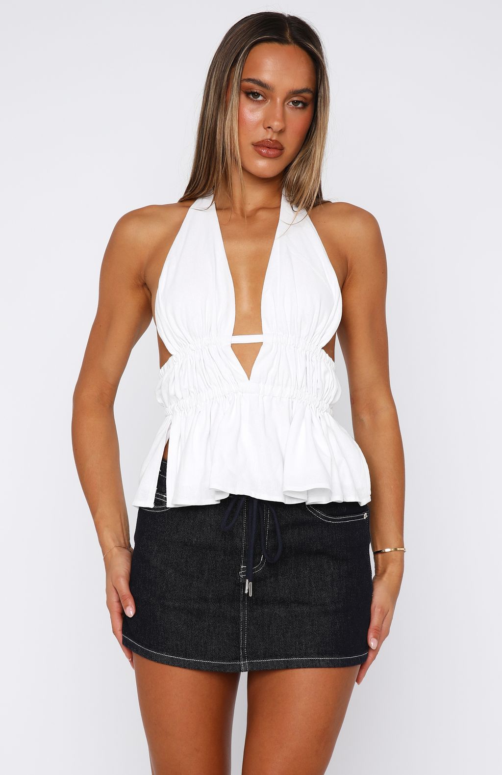 Comes In Waves Halter Top White - Image 3