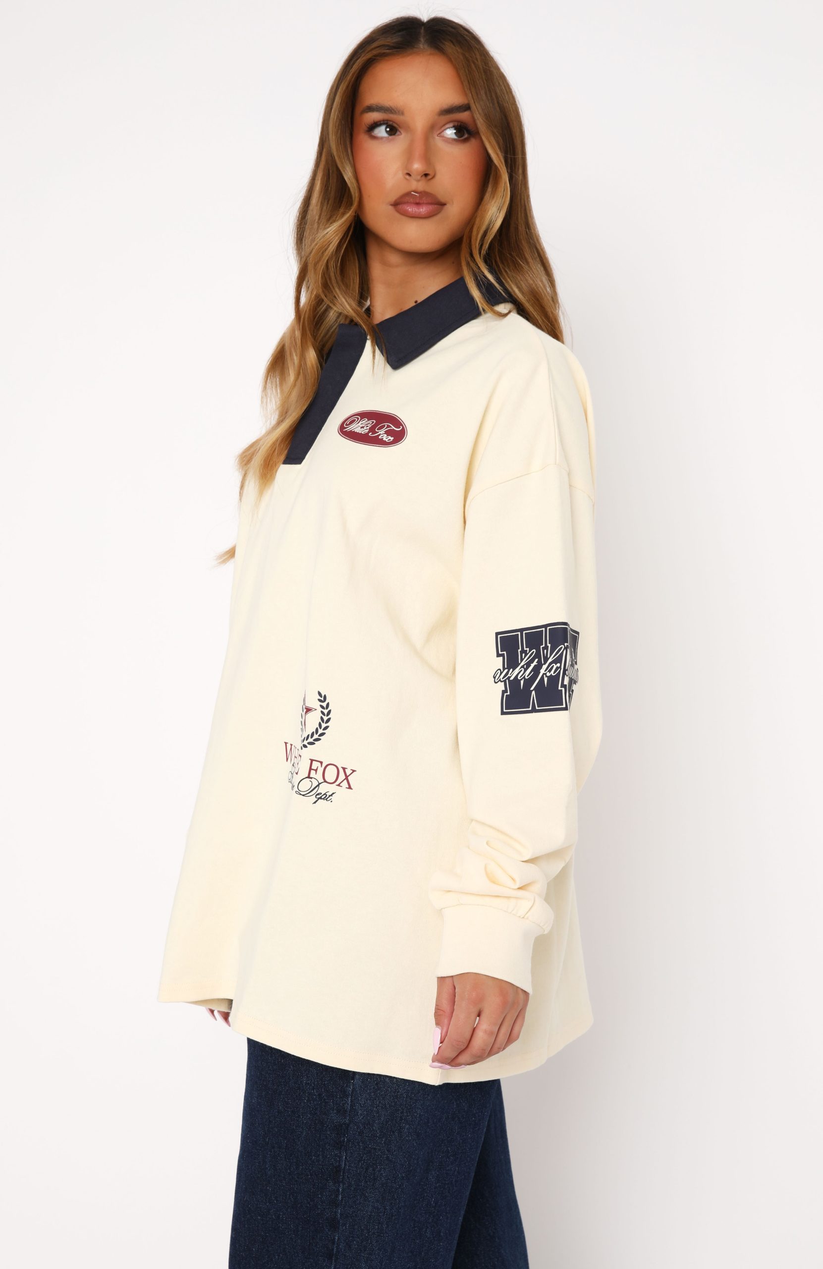 Only Time Will Tell Oversized Long Sleeve Tee Cream - Image 3