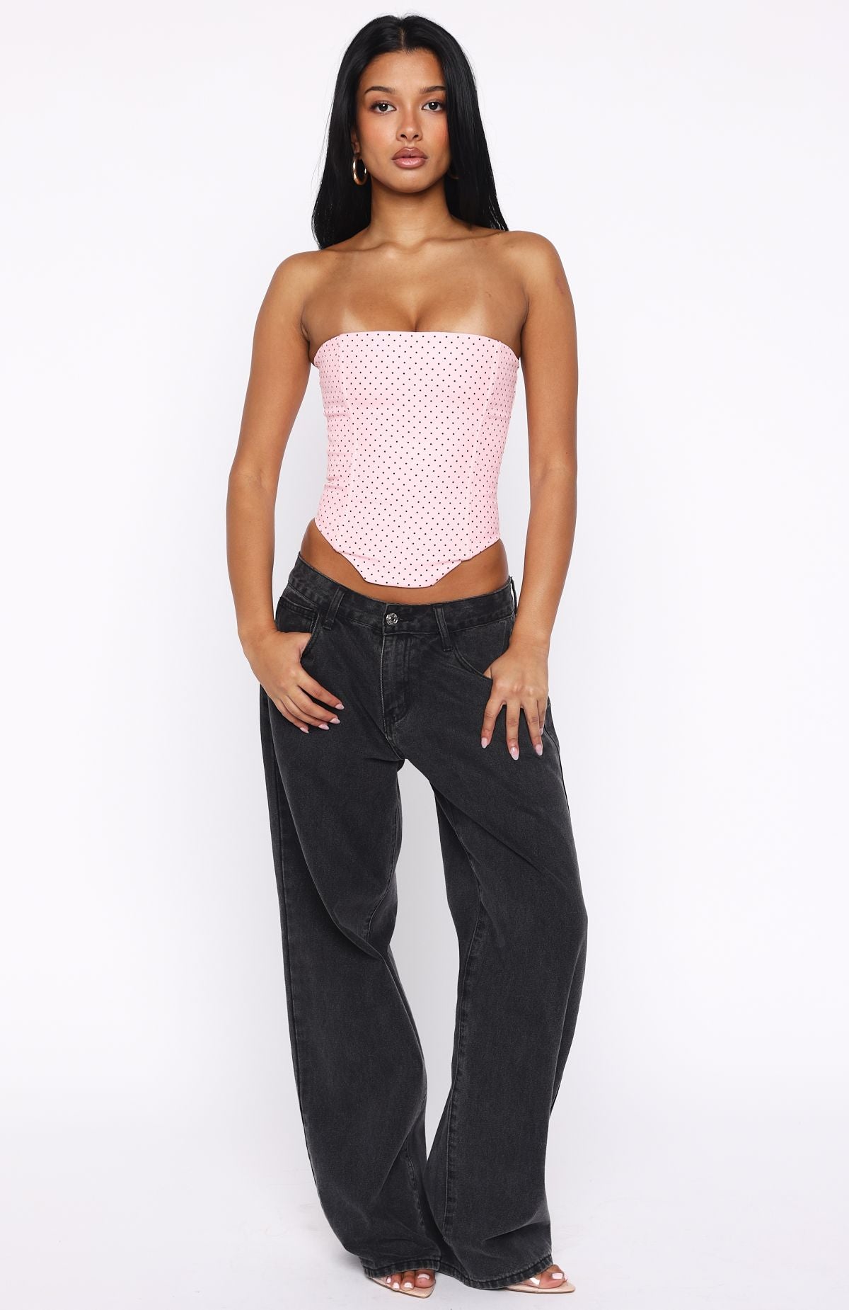 Let It Go Strapless Bustier Pink Polka Dot - Image 6