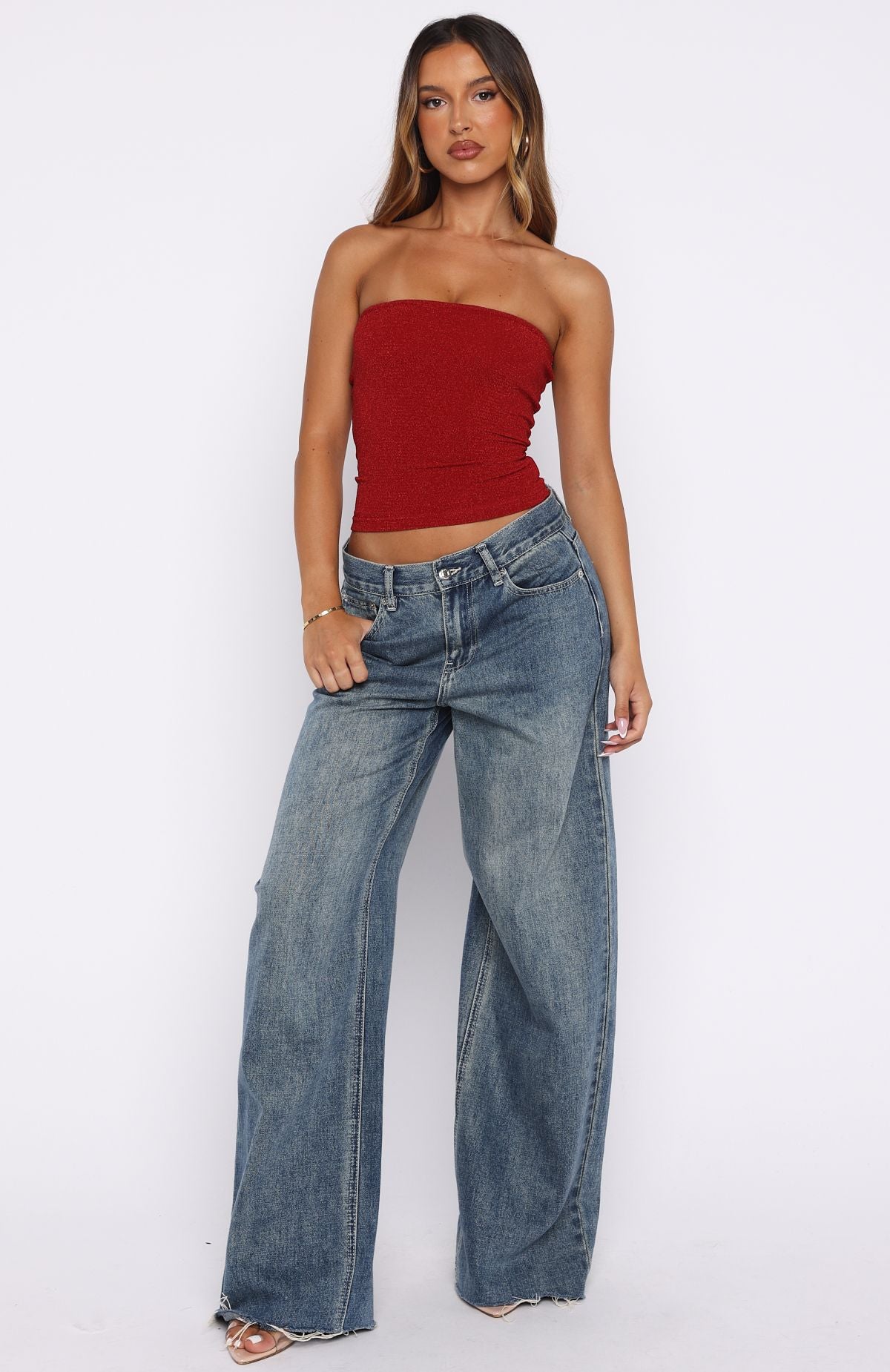 Passing By You Strapless Top Red - Image 5