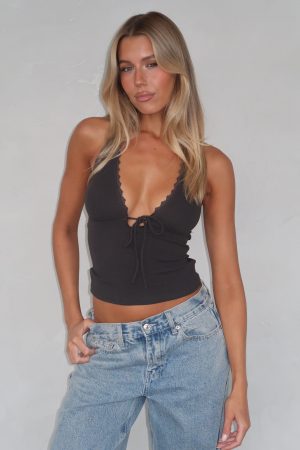 Believing The Lies Halter Top Charcoal