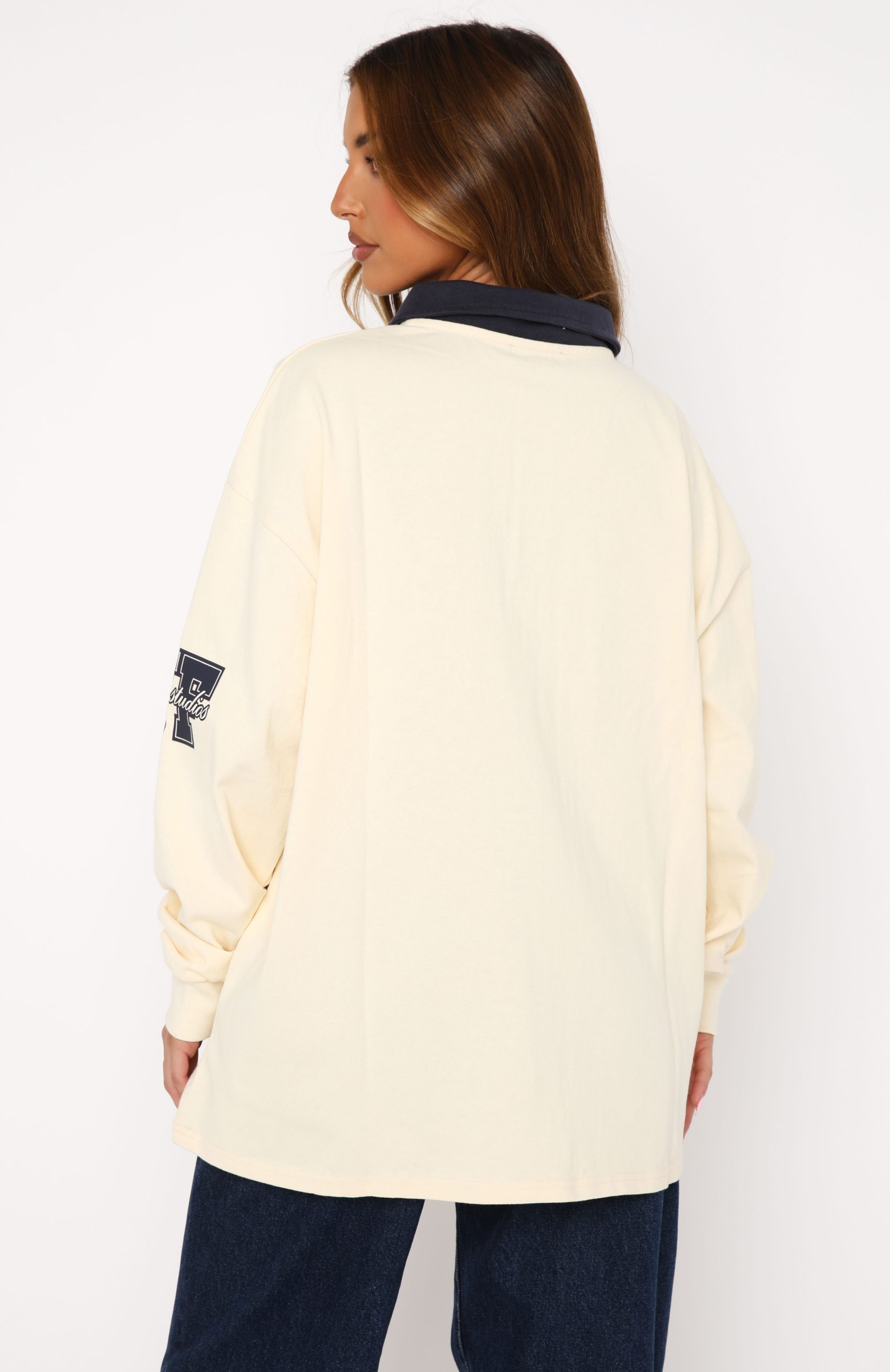 Only Time Will Tell Oversized Long Sleeve Tee Cream - Image 4