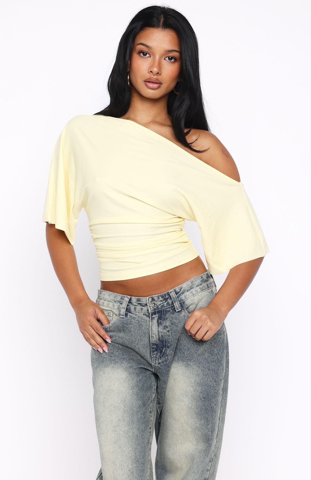 Marrakech Moments Cinched Waist Top Lemon - Image 2